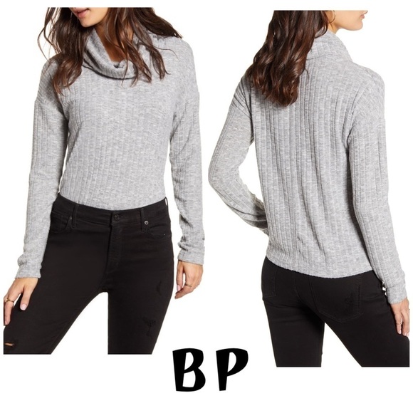BP Cozy Ribbed Turtleneck Top Gray multiple size - Picture 1 of 12